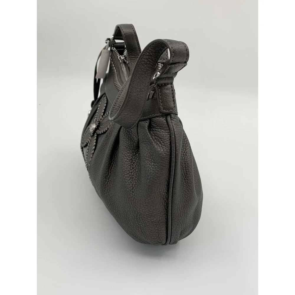 BRIGHTON‎ Masterpiece Mon Amie Shoulder Bag Metallic Pewter Leather NIB Duster